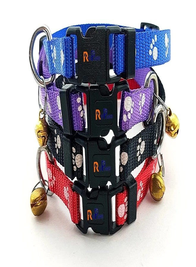 Pups&Pets Cat Collars with Bell Soft Adjustable Safe Collar Solid and Protection Breakaway Cute Kitty Neckband with Paw Print for Puppy and Cat (Pack of 1) (Red) - Image 4